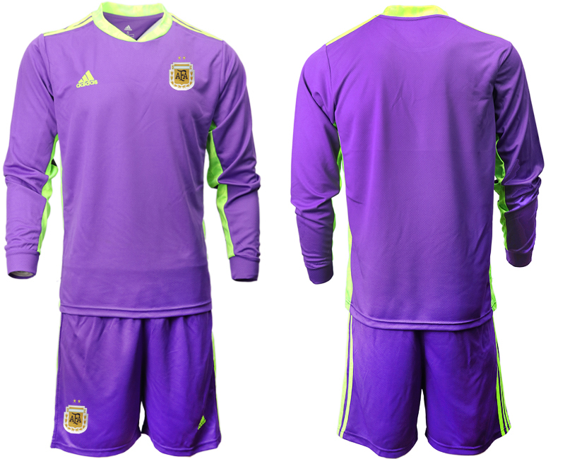 Men 2020-2021 Season National team Argentina goalkeeper Long sleeve purple Soccer Jersey
